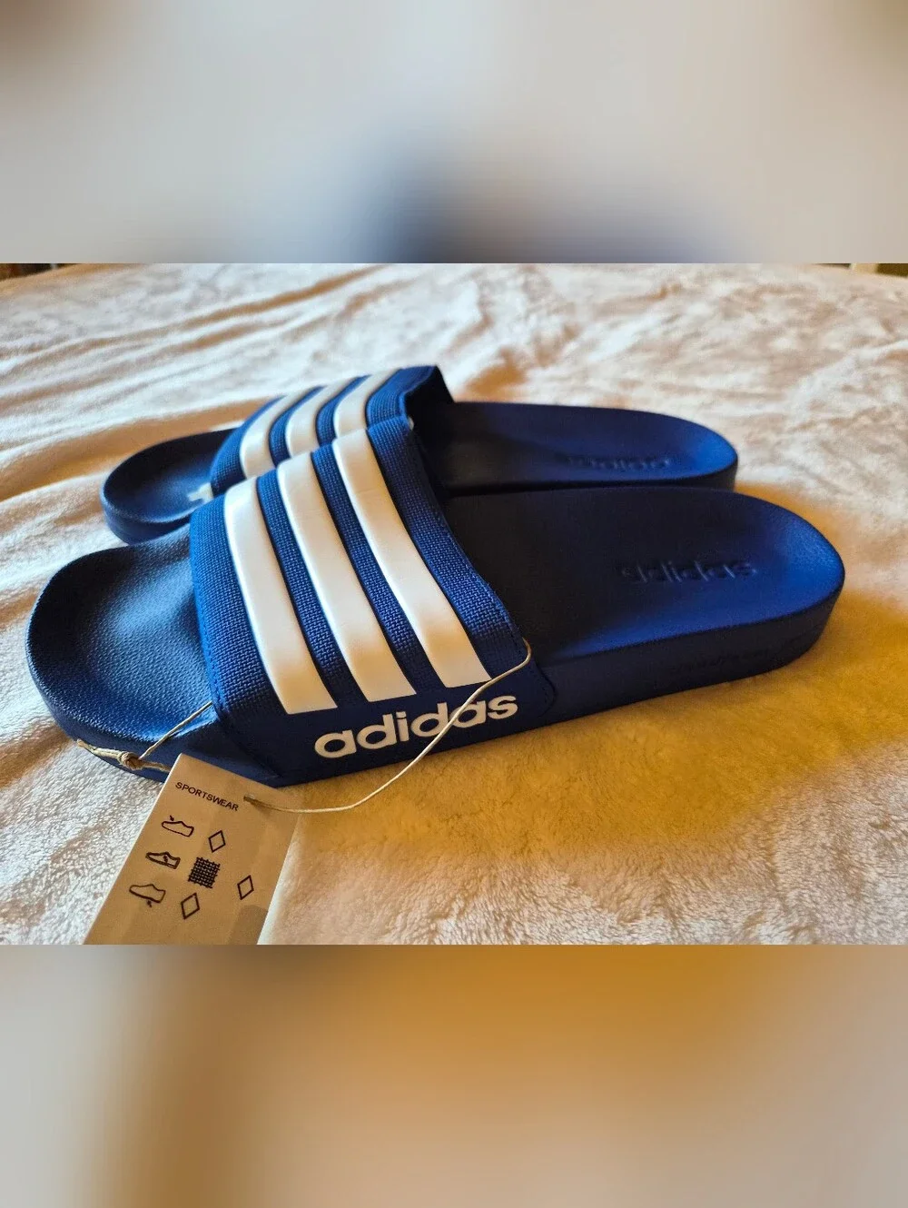 adidas Navy and White Adilette Shower Slide